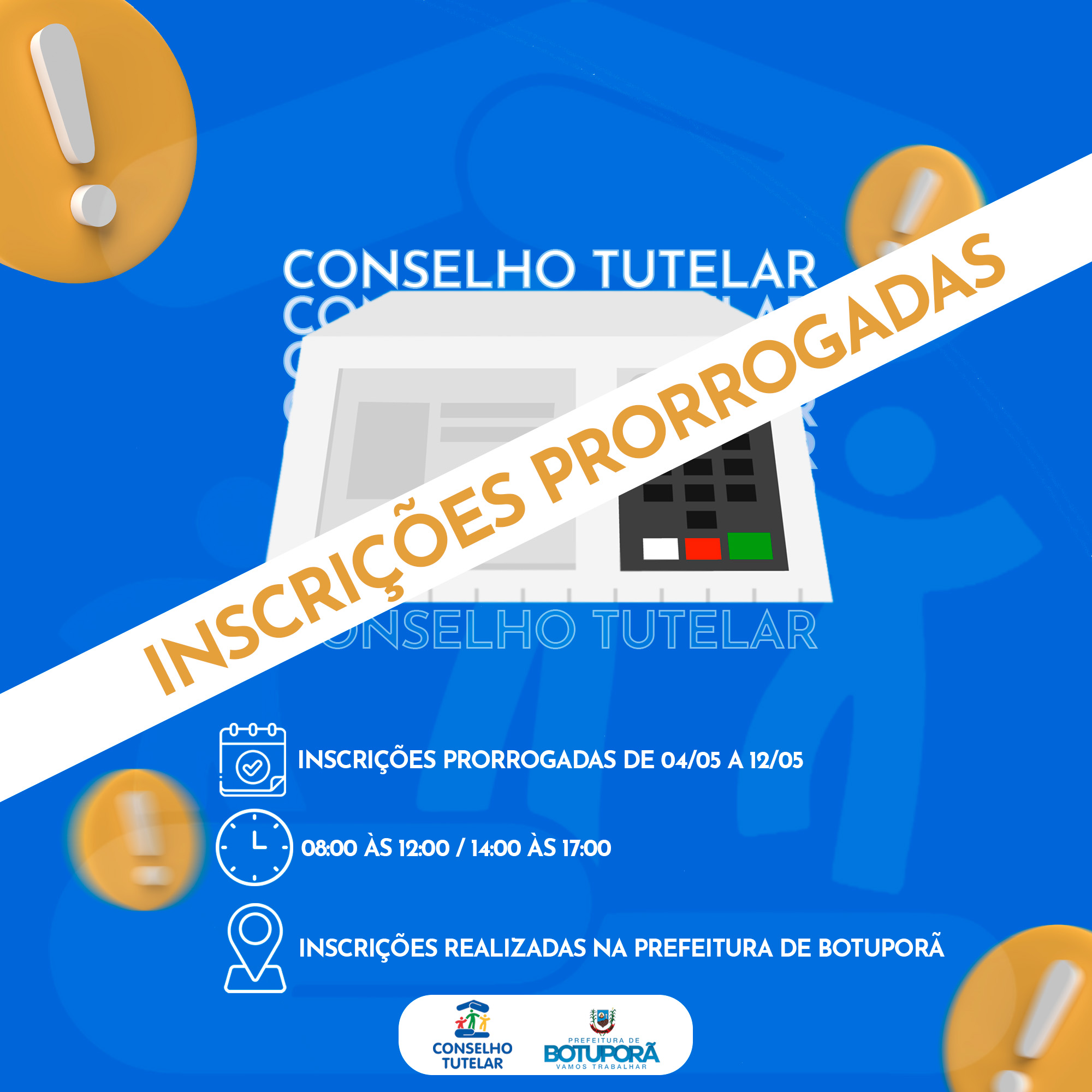 Prorrogação das Inscrições para escolha dos Conselheiros Tutelares