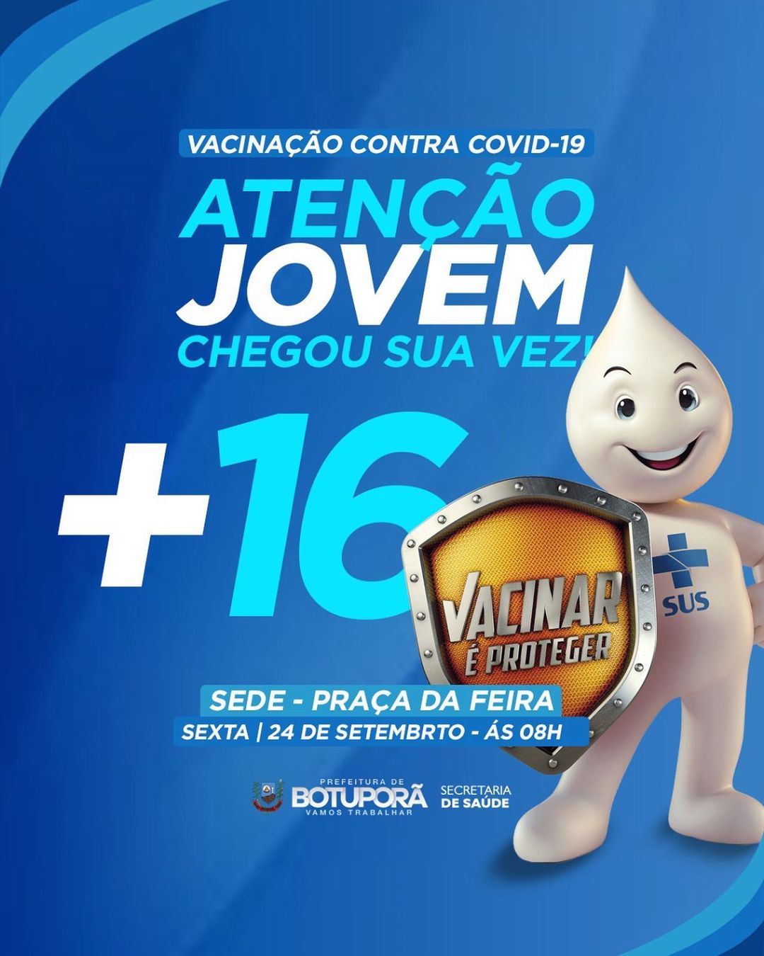 Chegou a vez das pessoas sem comorbidades a partir de 16 anos.💉
