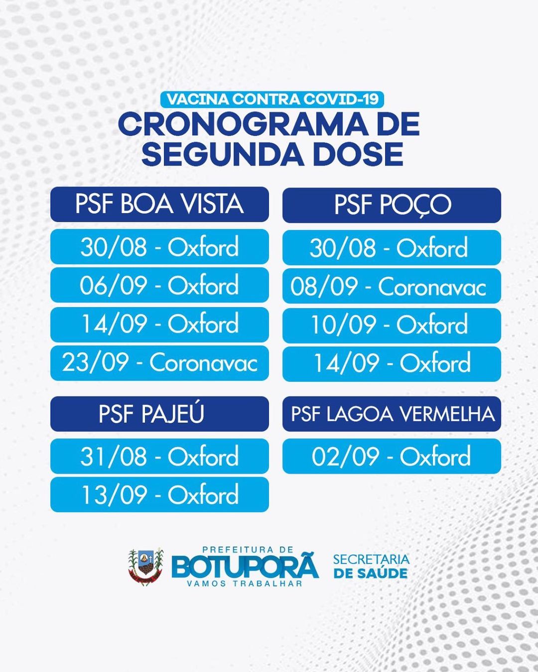 Cronograma Segunda Dose